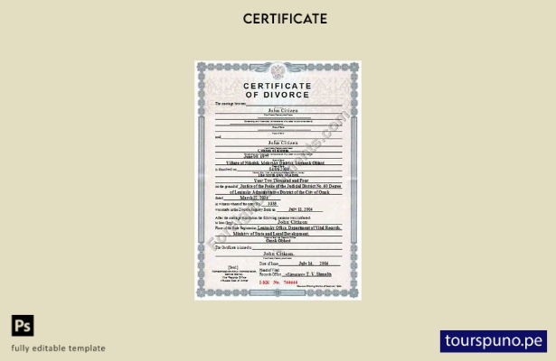 listo para imprimir plantilla de certificado de divorcio del Departamento de Reg